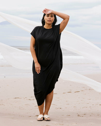 Universal Standard Iconic Stretch Linen Blend Geneva Dress - Black