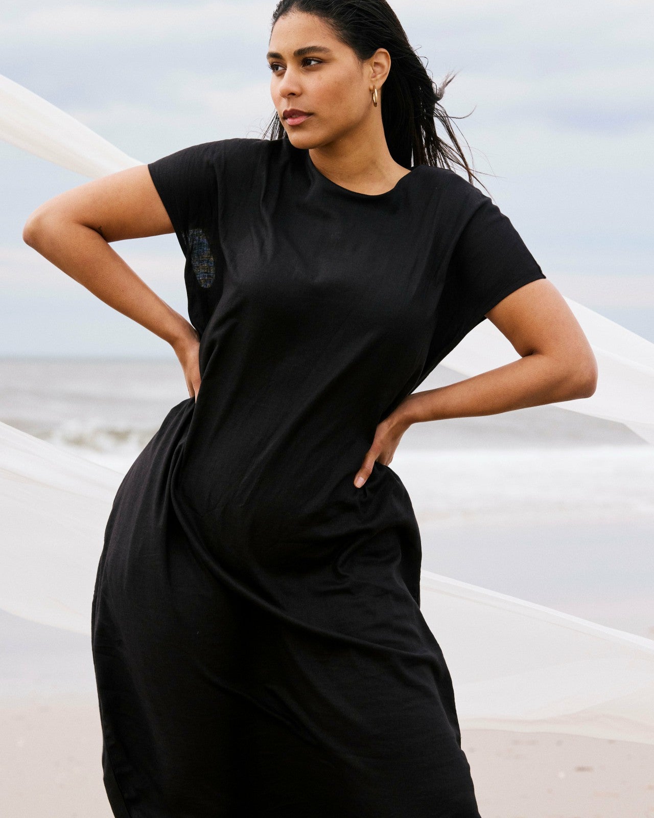 Universal Standard Iconic Stretch Linen Blend Geneva Dress - Black