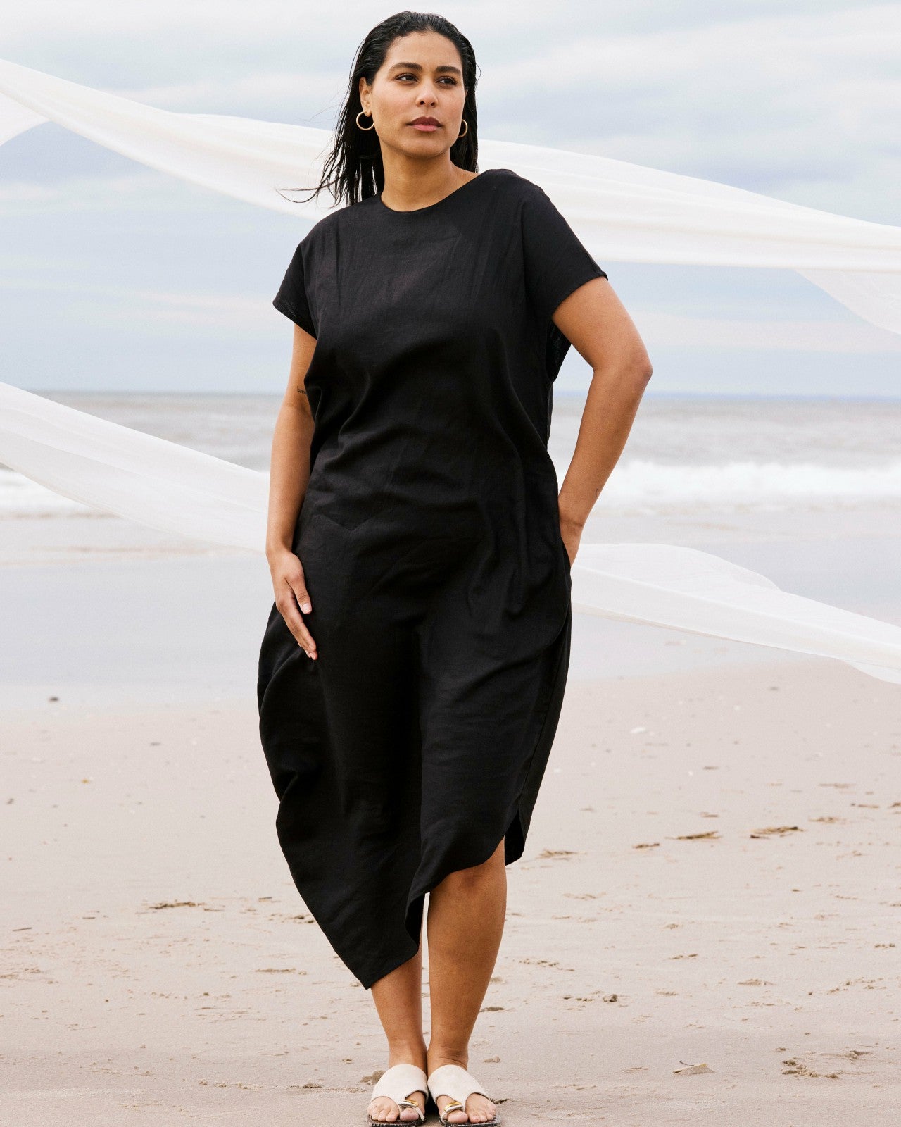 Universal Standard Iconic Stretch Linen Blend Geneva Dress - Black