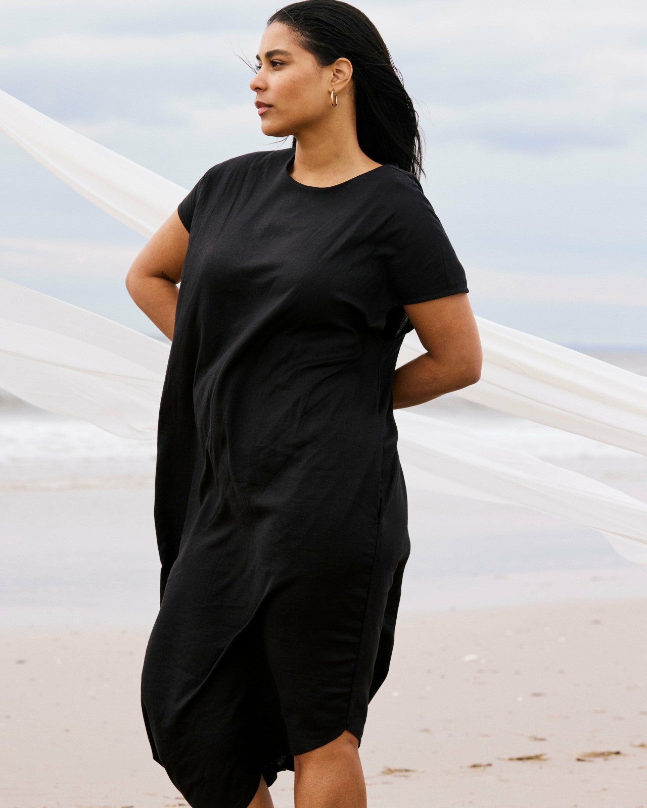 Universal Standard Iconic Stretch Linen Blend Geneva Dress - Black