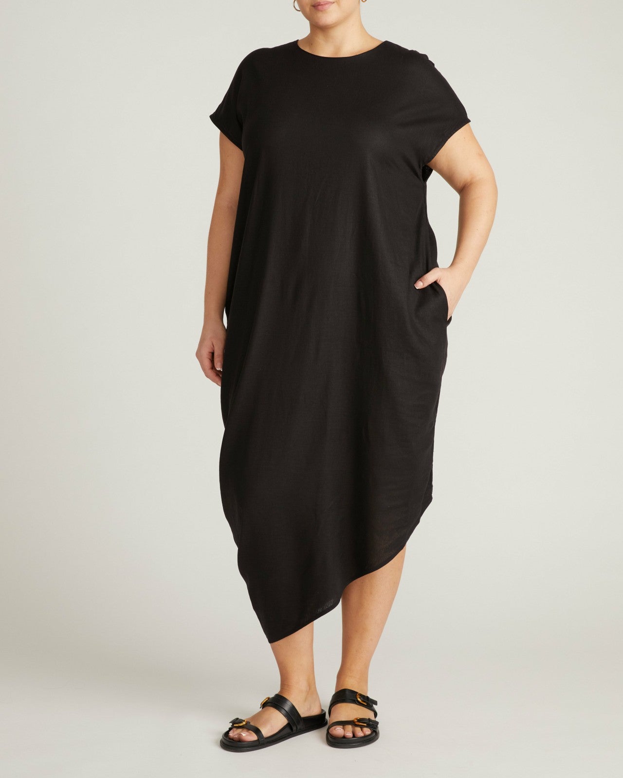 Universal Standard Iconic Stretch Linen Blend Geneva Dress - Black