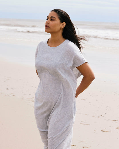 Universal Standard Iconic Stretch Linen Blend Geneva Dress - Beach Stripe