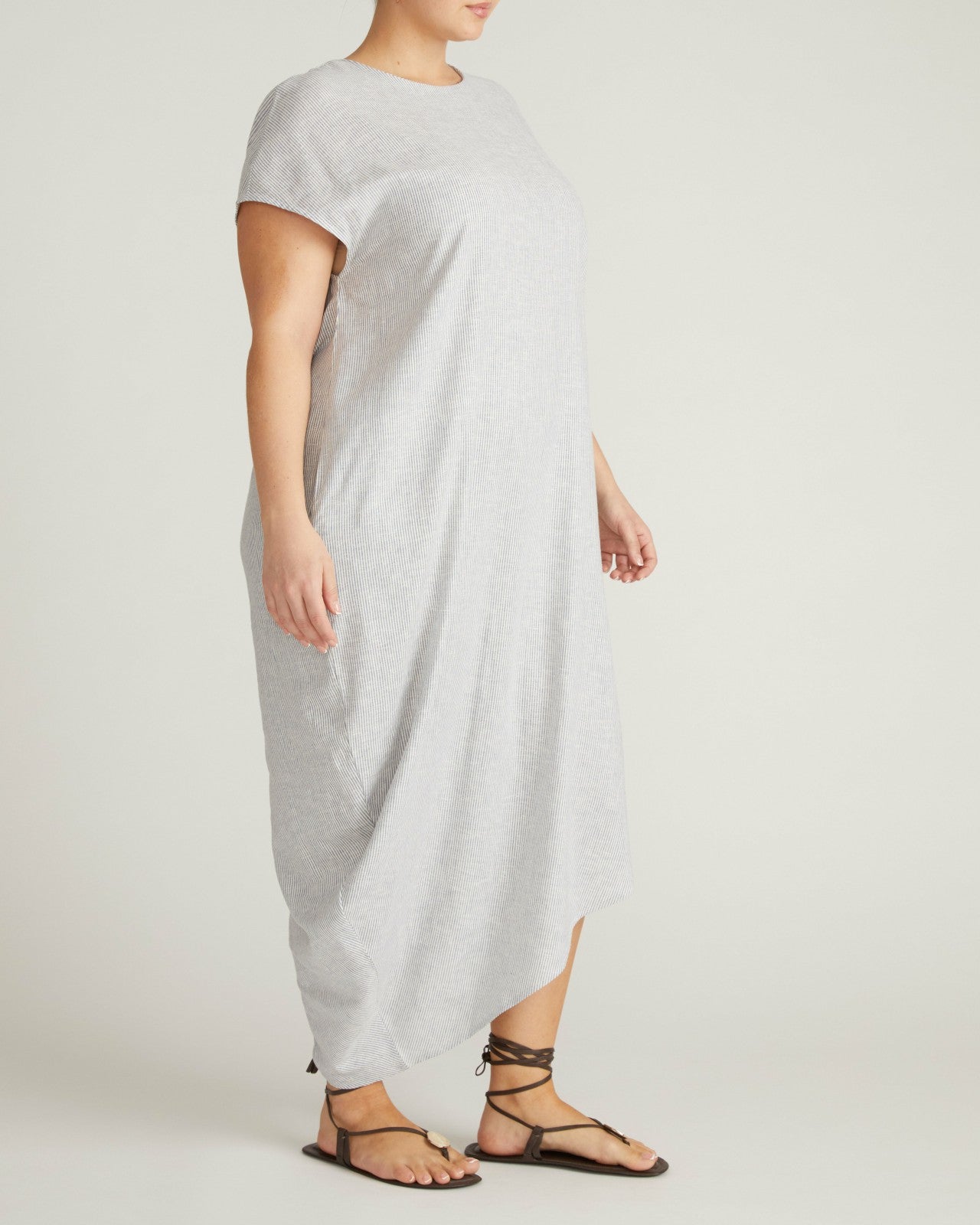 Universal Standard Iconic Stretch Linen Blend Geneva Dress - Beach Stripe