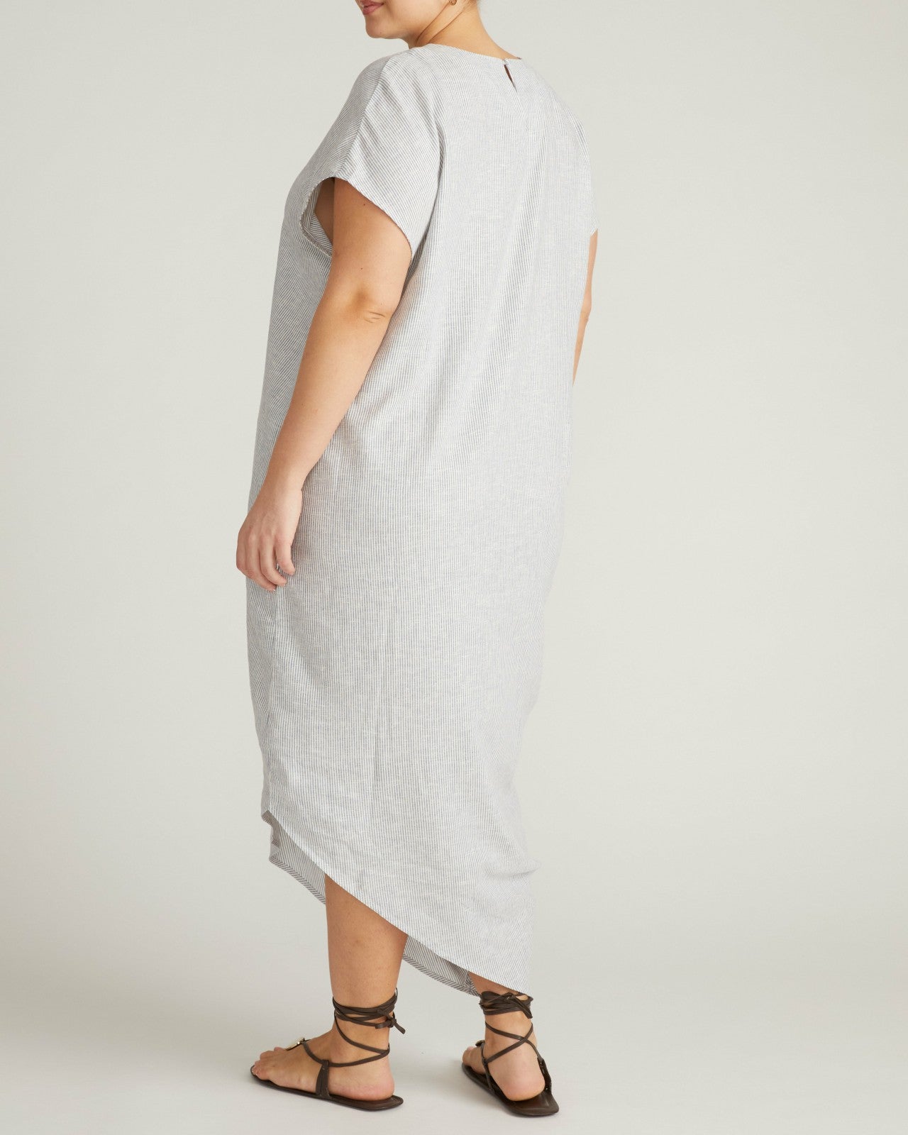 Universal Standard Iconic Stretch Linen Blend Geneva Dress - Beach Stripe