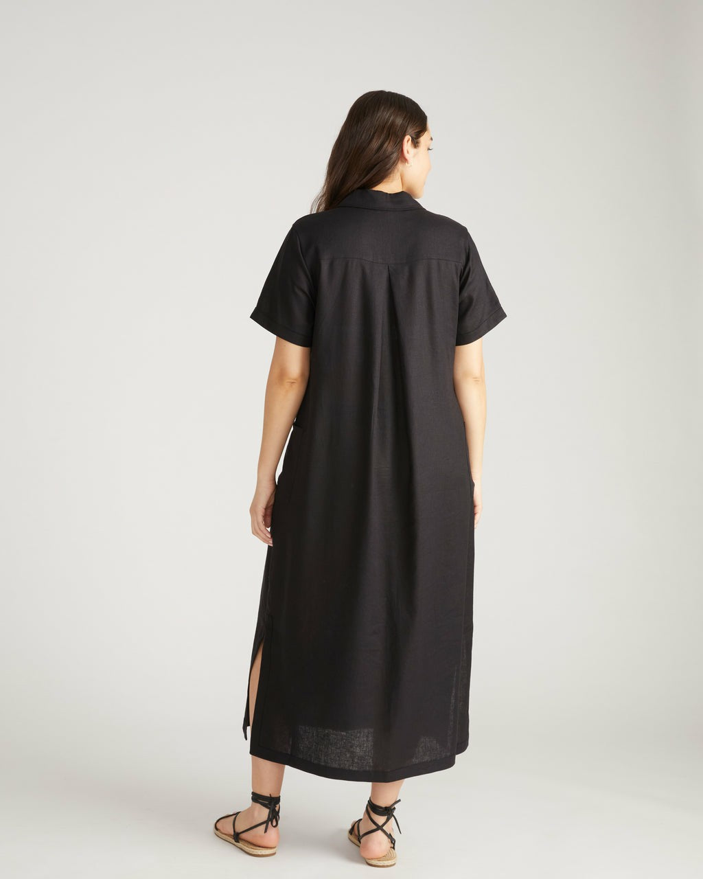 Universal Standard Padma Polo Neck Linen Blend Dress - Black
