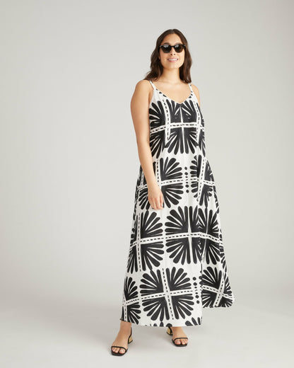 Universal Standard Kite Linen Blend Dress - Ink Bloom Print