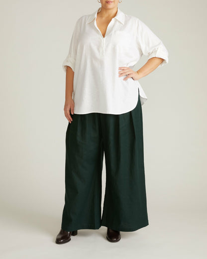 Universal Standard Button Back Linen Blend Polo Shirt - Bright White