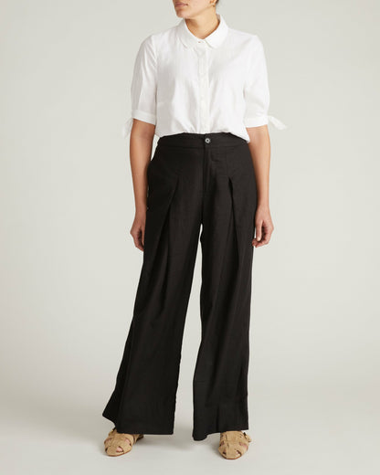 Universal Standard Luisa Short Sleeve Linen Blend Shirt - White