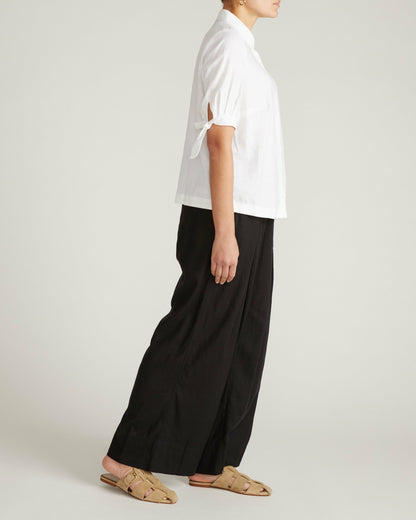 Universal Standard Luisa Short Sleeve Linen Blend Shirt - White