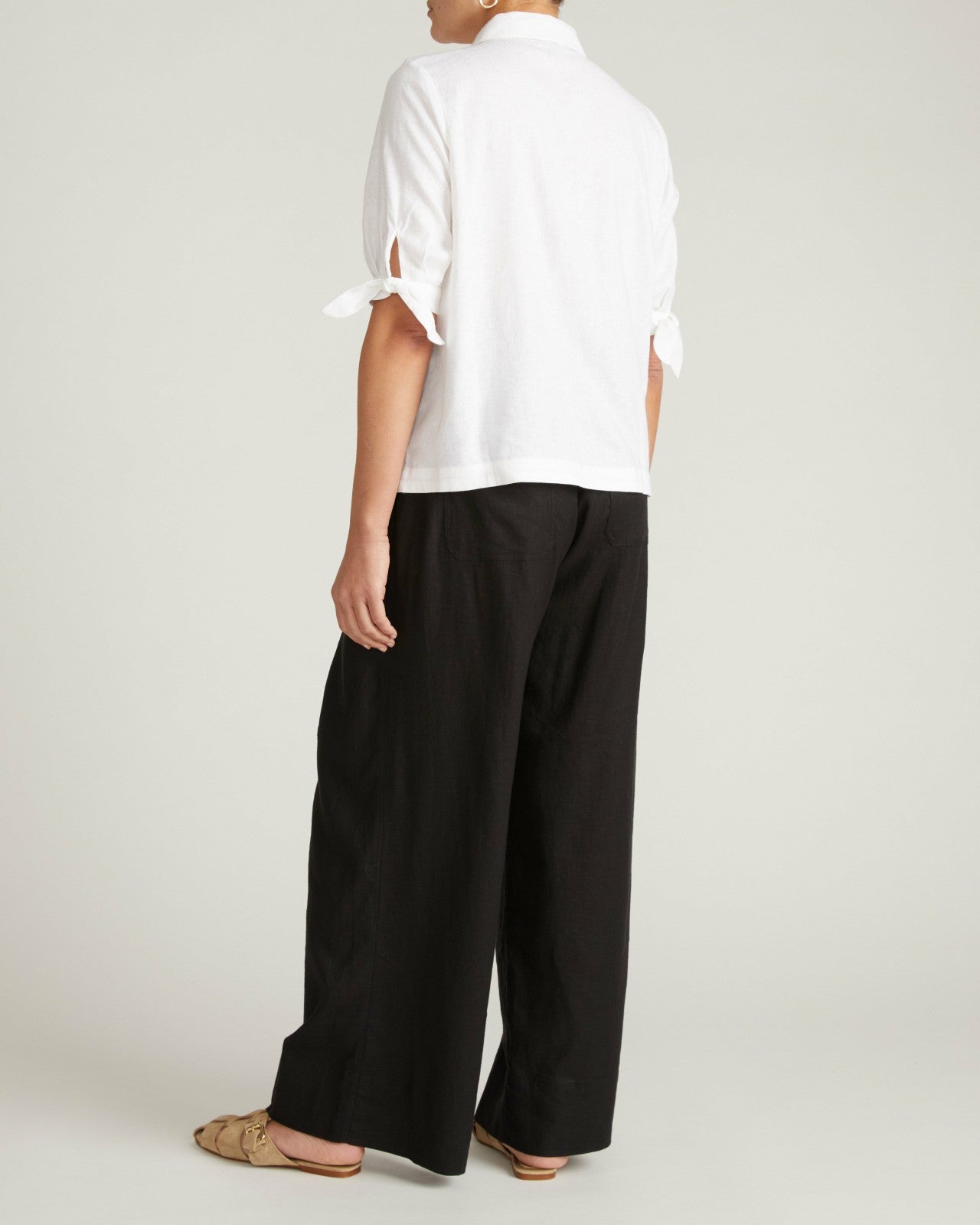 Universal Standard Luisa Short Sleeve Linen Blend Shirt - White