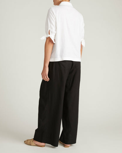Universal Standard Luisa Short Sleeve Linen Blend Shirt - White
