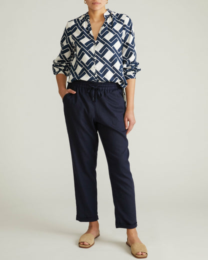 Universal Standard Avalon Linen Blend Blouse - Geometrica Print