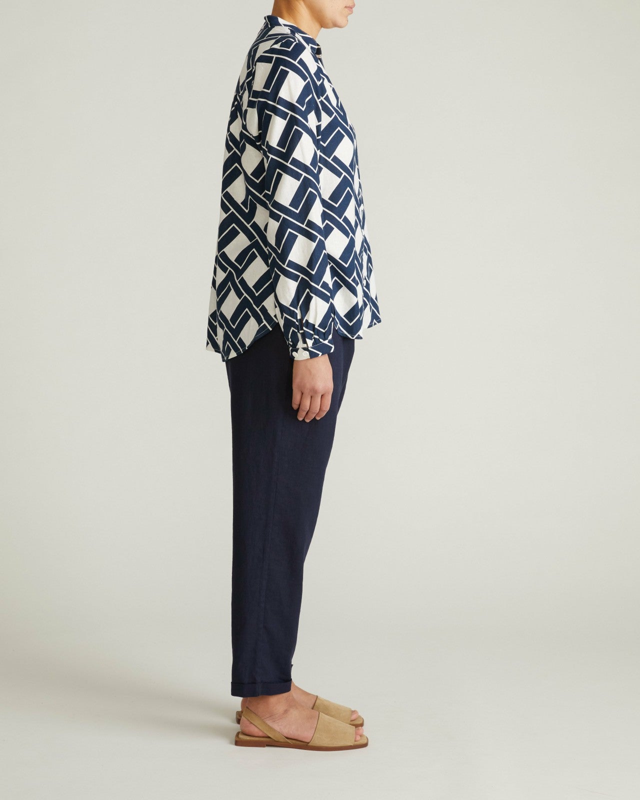 Universal Standard Avalon Linen Blend Blouse - Geometrica Print