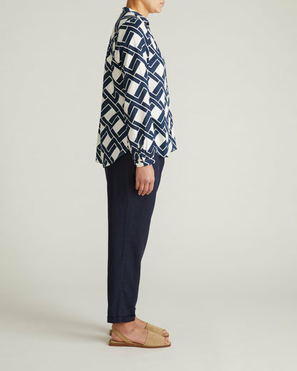 Universal Standard Avalon Linen Blend Blouse - Geometrica Print
