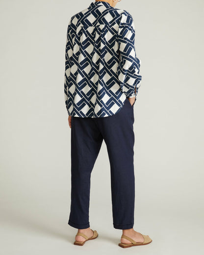 Universal Standard Avalon Linen Blend Blouse - Geometrica Print