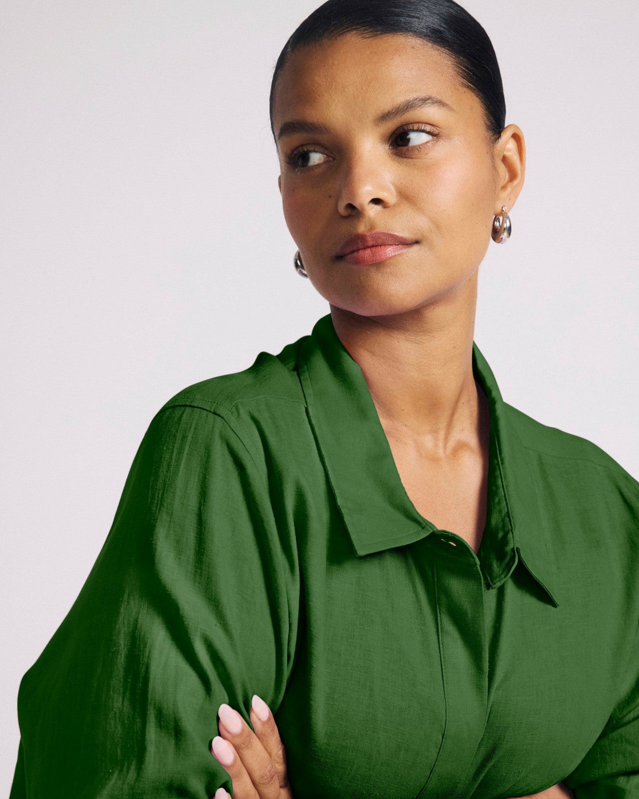 Universal Standard Elbe Stretch Linen Blend Shirt - Green Park