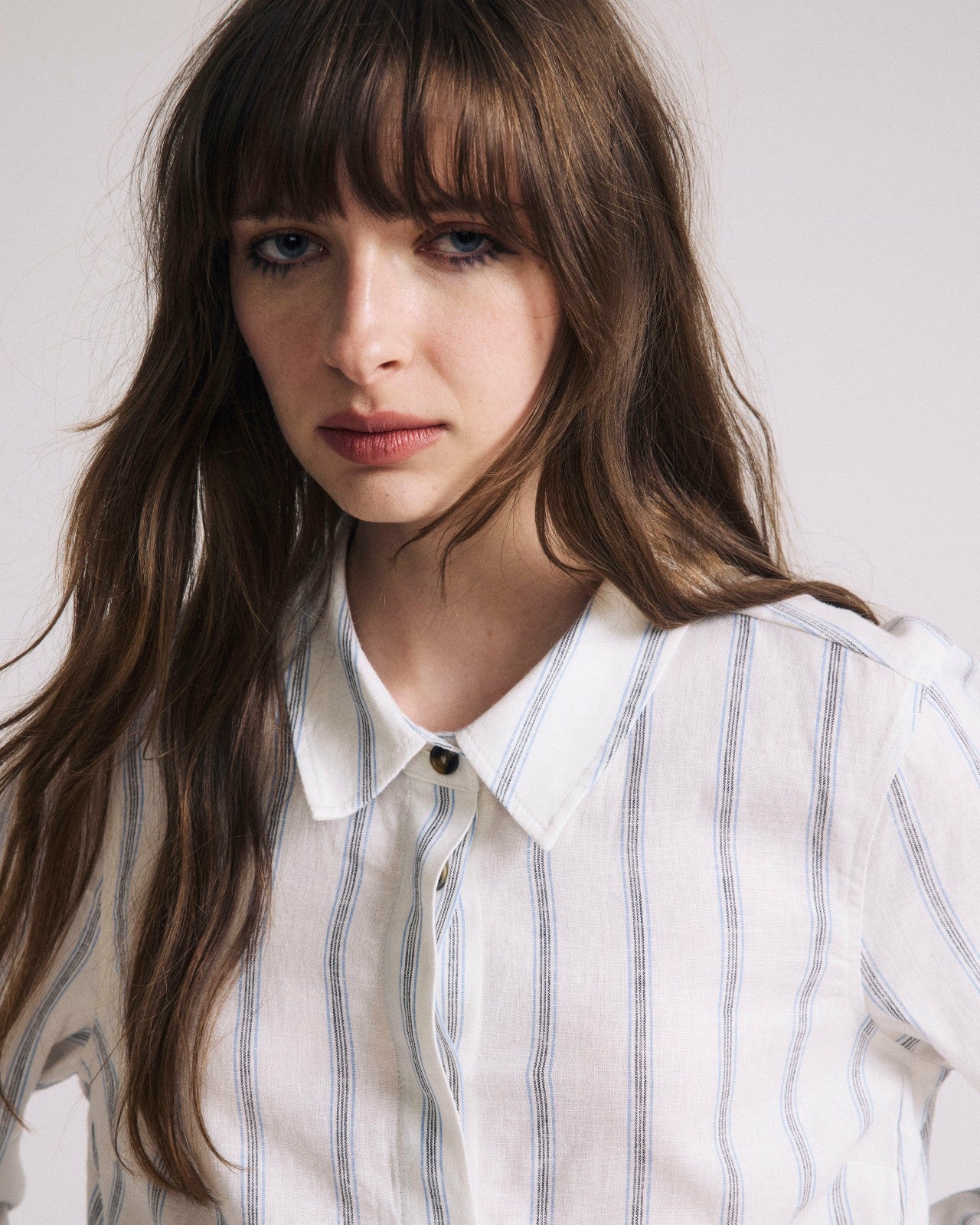Universal Standard Elbe Stretch Linen Blend Shirt - Mayfair Stripe