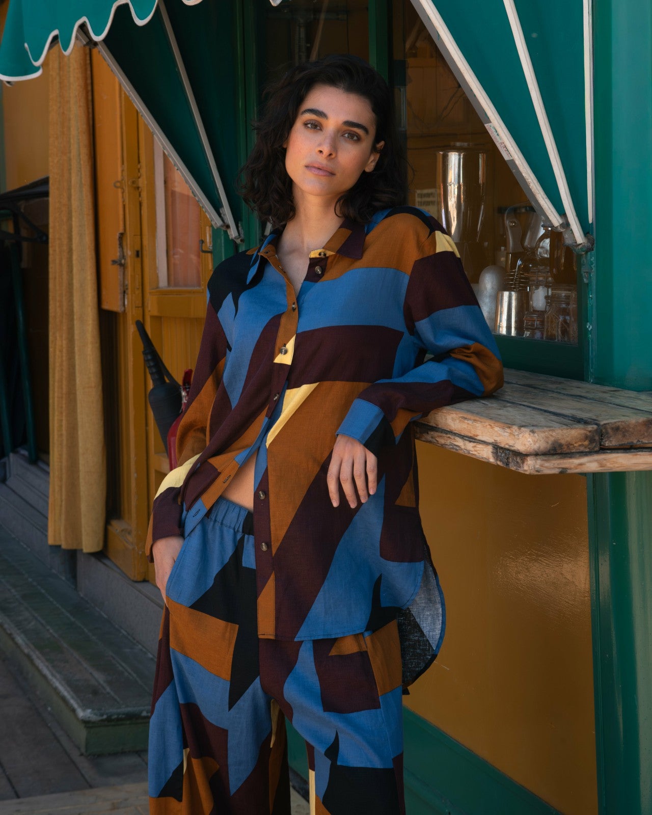 Universal Standard Dawn Linen Blend Hi Low Tunic - Beach Ombra Print