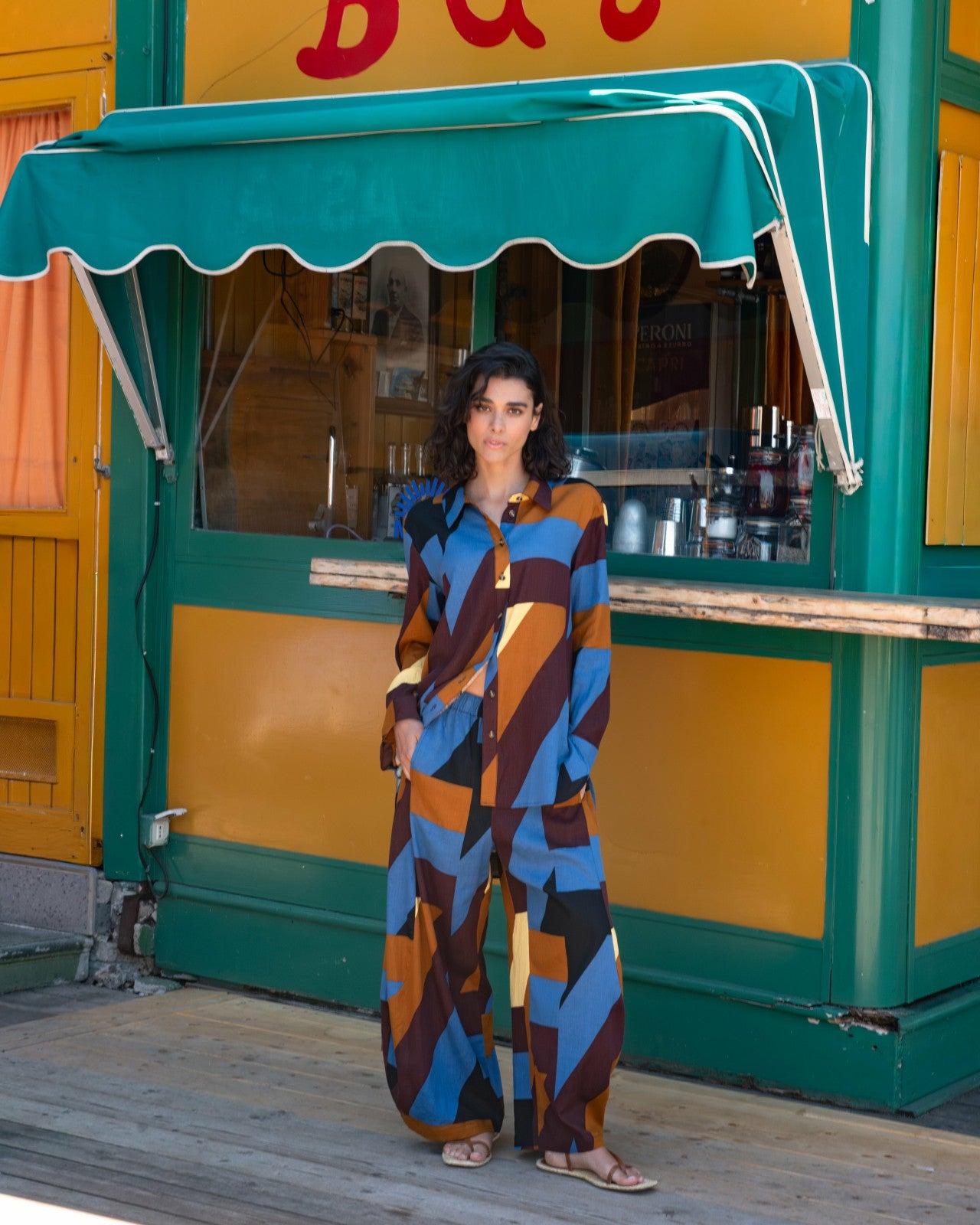 Universal Standard Dawn Linen Blend Hi Low Tunic - Beach Ombra Print