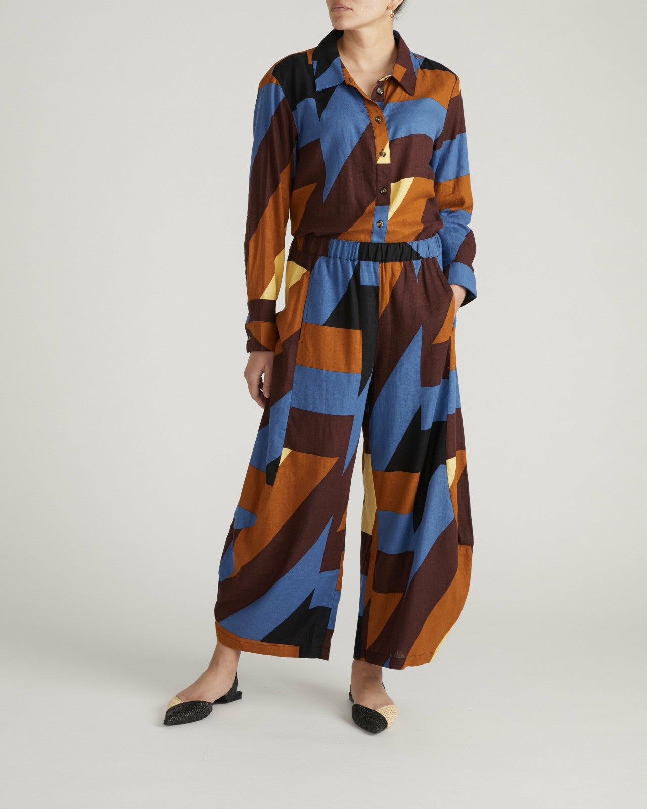 Universal Standard Dawn Linen Blend Hi Low Tunic - Beach Ombra Print