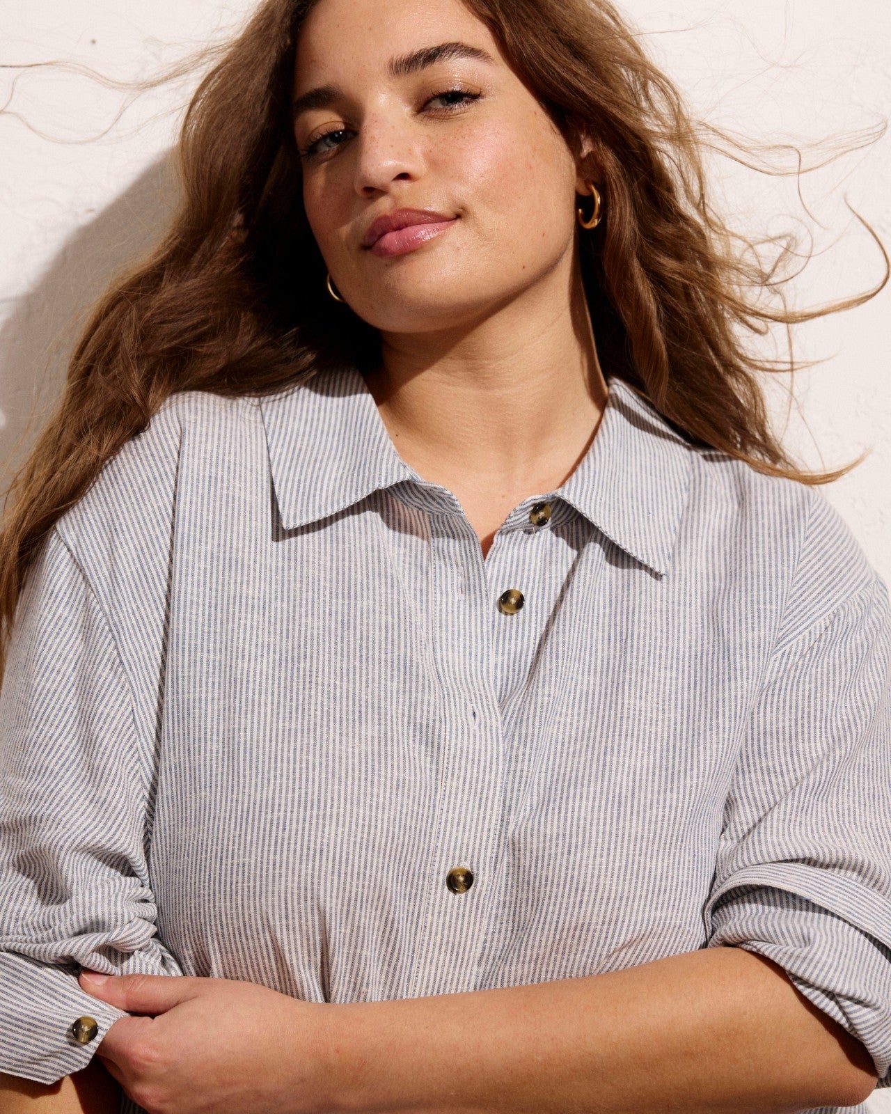 Universal Standard Dawn Linen Blend Hi Low Tunic - Beach Stripe