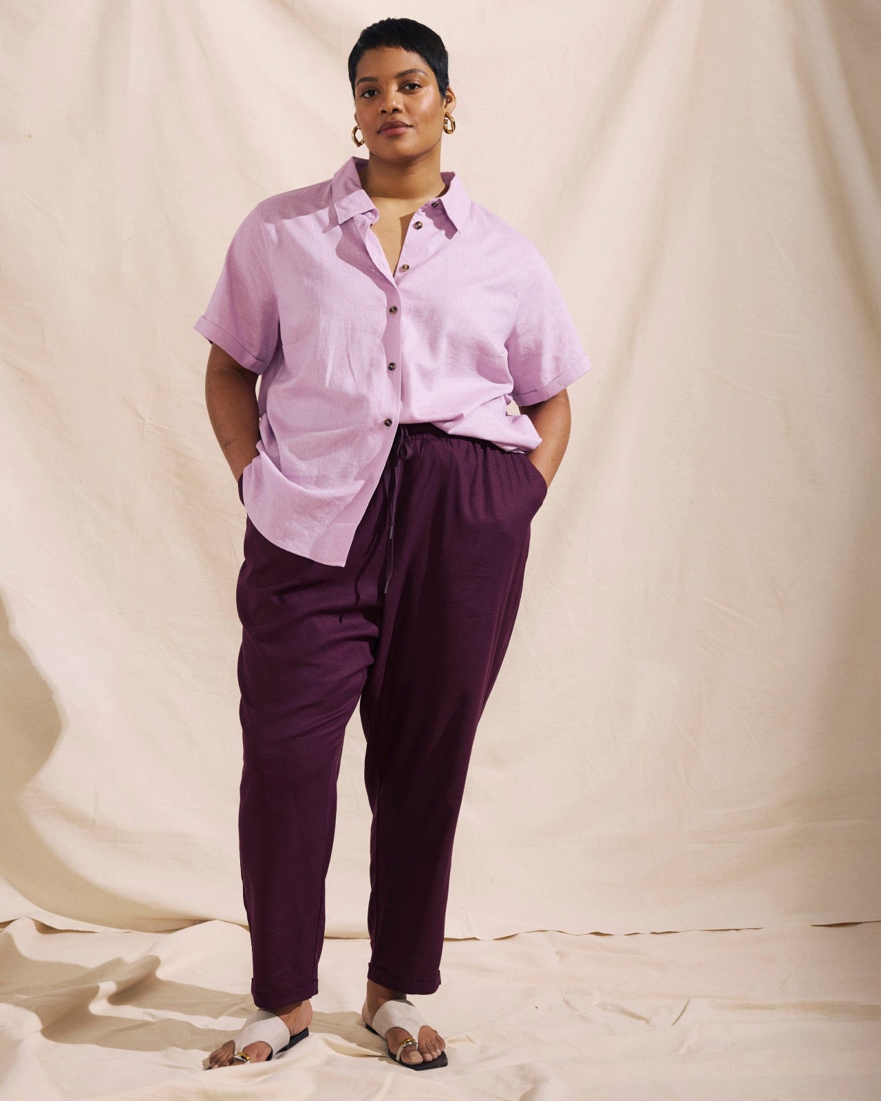 Universal Standard Sayville Linen Blend Drawstring Pant - Acai