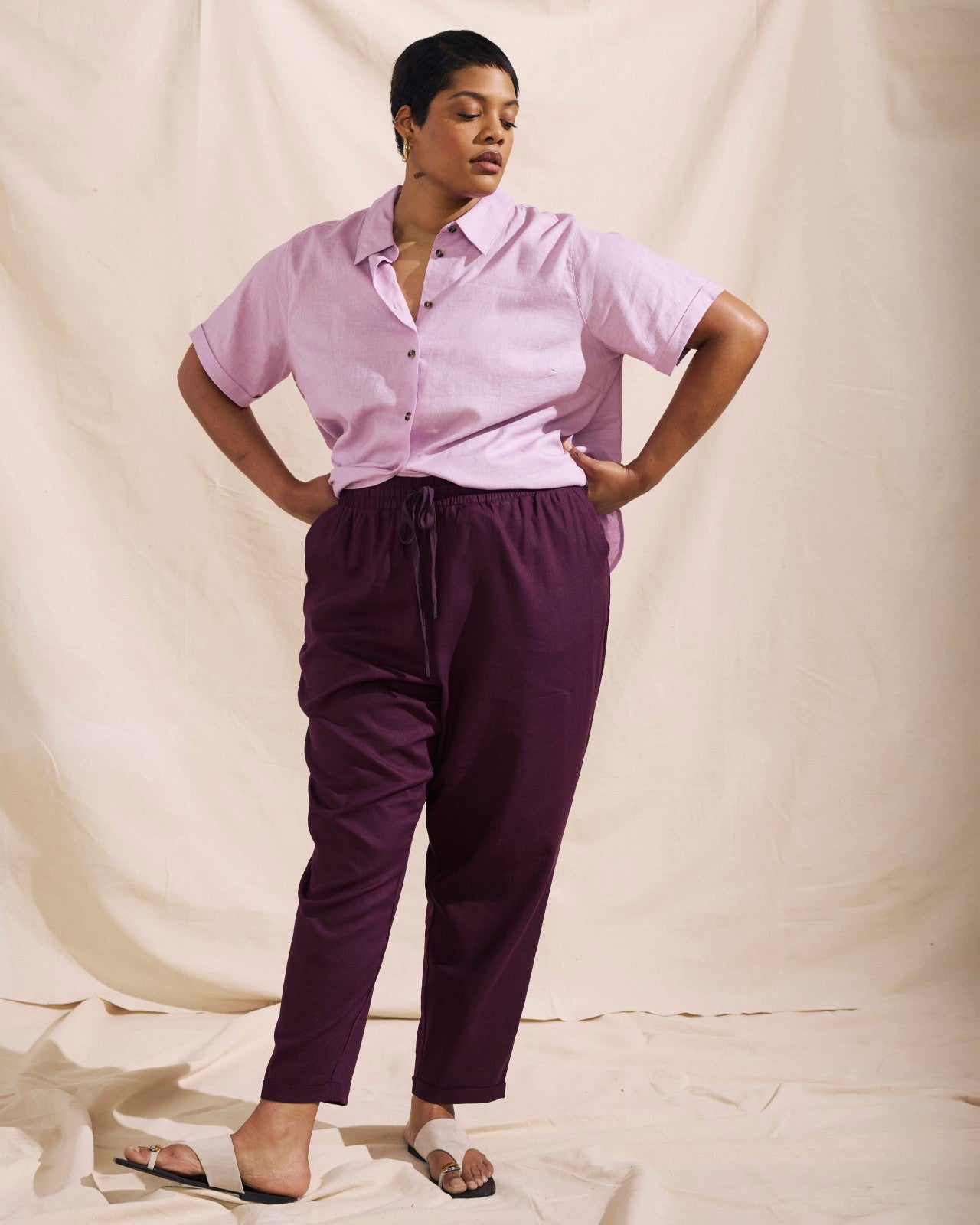 Universal Standard Sayville Linen Blend Drawstring Pant - Acai