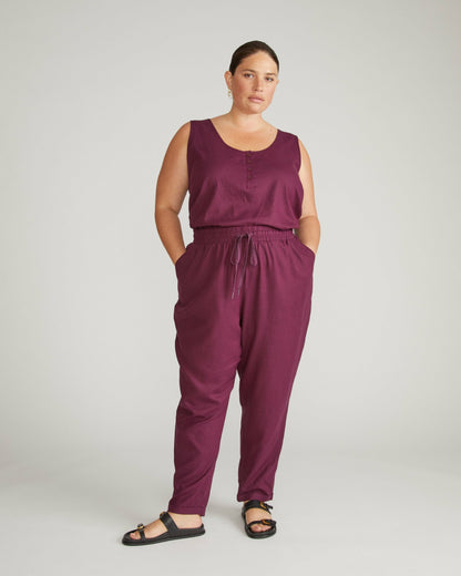 Universal Standard Sayville Linen Blend Drawstring Pant - Acai
