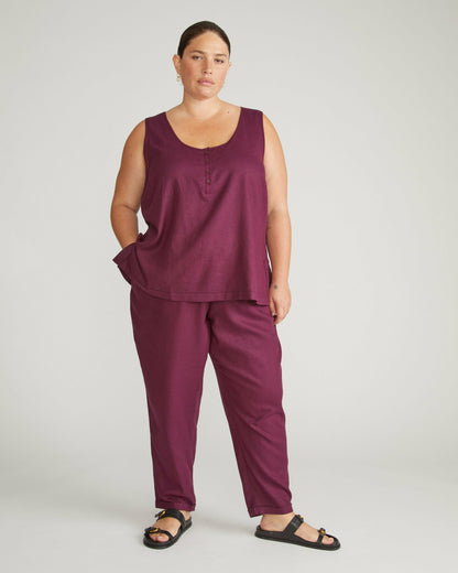 Universal Standard Sayville Linen Blend Drawstring Pant - Acai