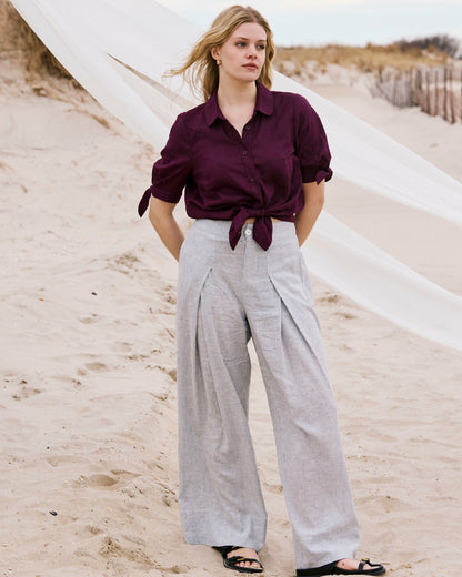 Universal Standard Marley Wide Leg Linen Blend Pants - Beach Stripe