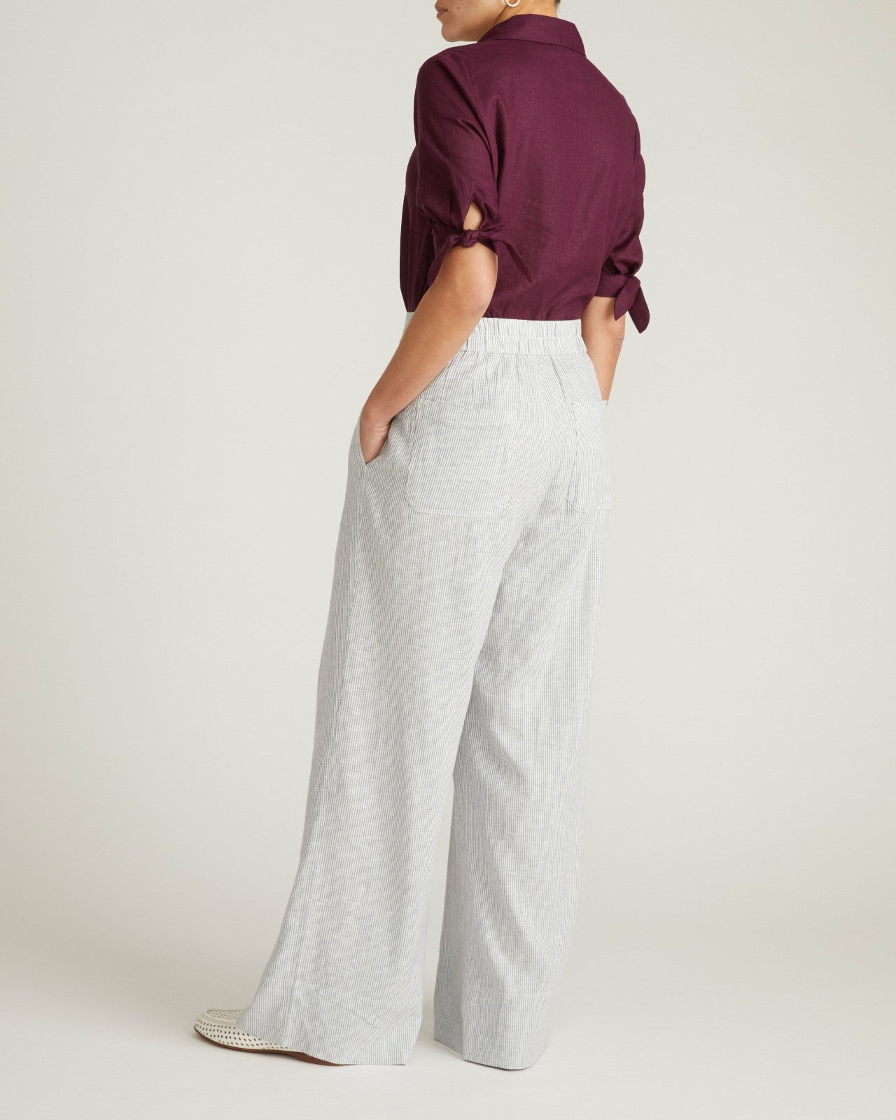 Universal Standard Marley Wide Leg Linen Blend Pants - Beach Stripe