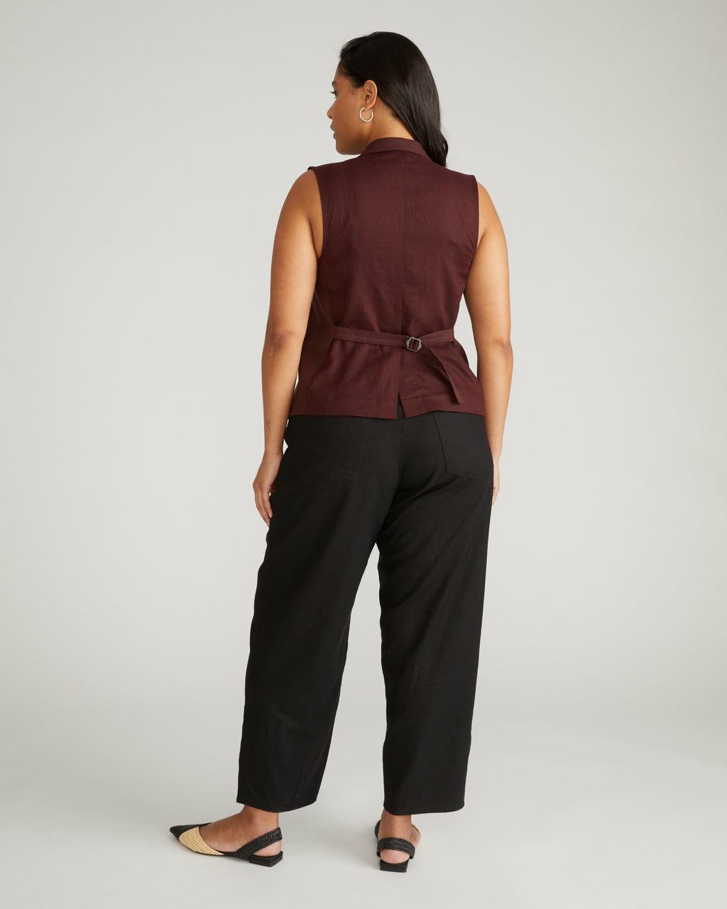 Universal Standard Lou Barrel Leg Linen Blend Pants - Black