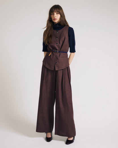 Universal Standard Palais Stretch Linen Blend Wide Leg Pant - Sophisticated Brown