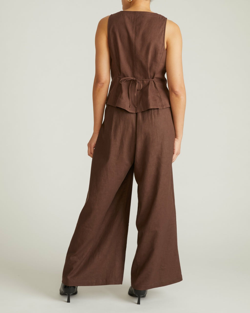 Universal Standard Palais Stretch Linen Blend Wide Leg Pant - Sophisticated Brown