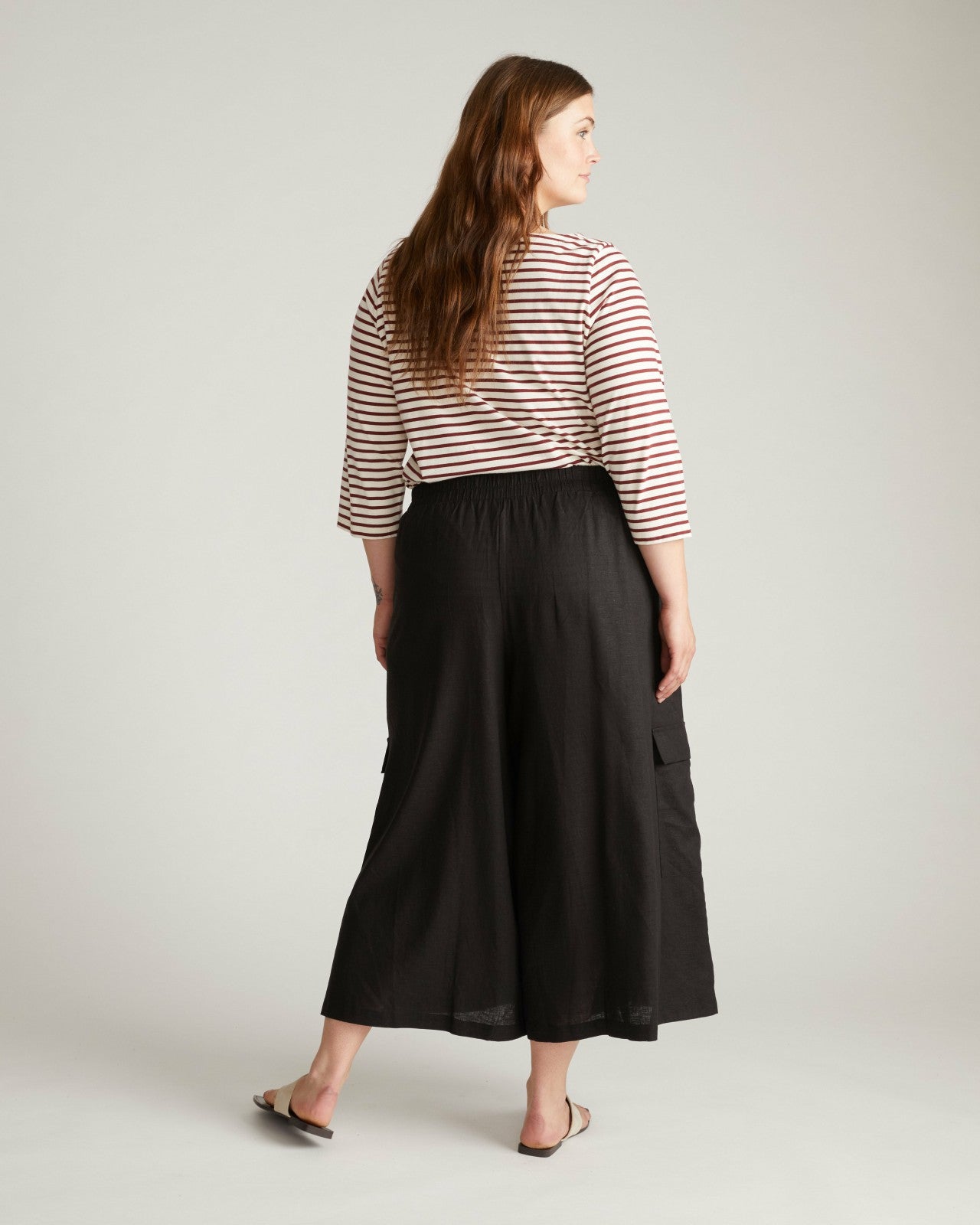 Universal Standard Palazzo Cargo Linen Blend Pant - Black