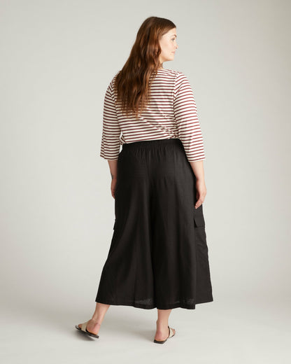 Universal Standard Palazzo Cargo Linen Blend Pant - Black