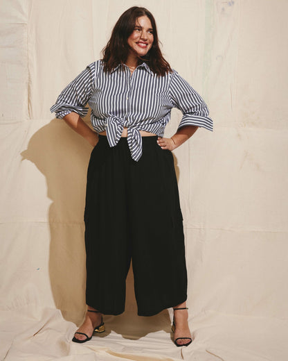 Universal Standard Palazzo Cargo Linen Blend Pant - Black