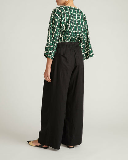 Universal Standard Marley Wide Leg Linen Blend Pants - Black