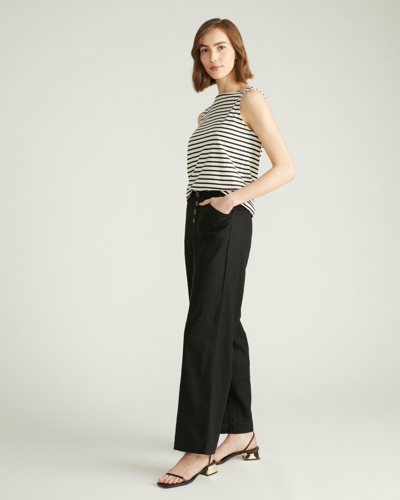 Universal Standard Coastal Linen Blend Pants - Black
