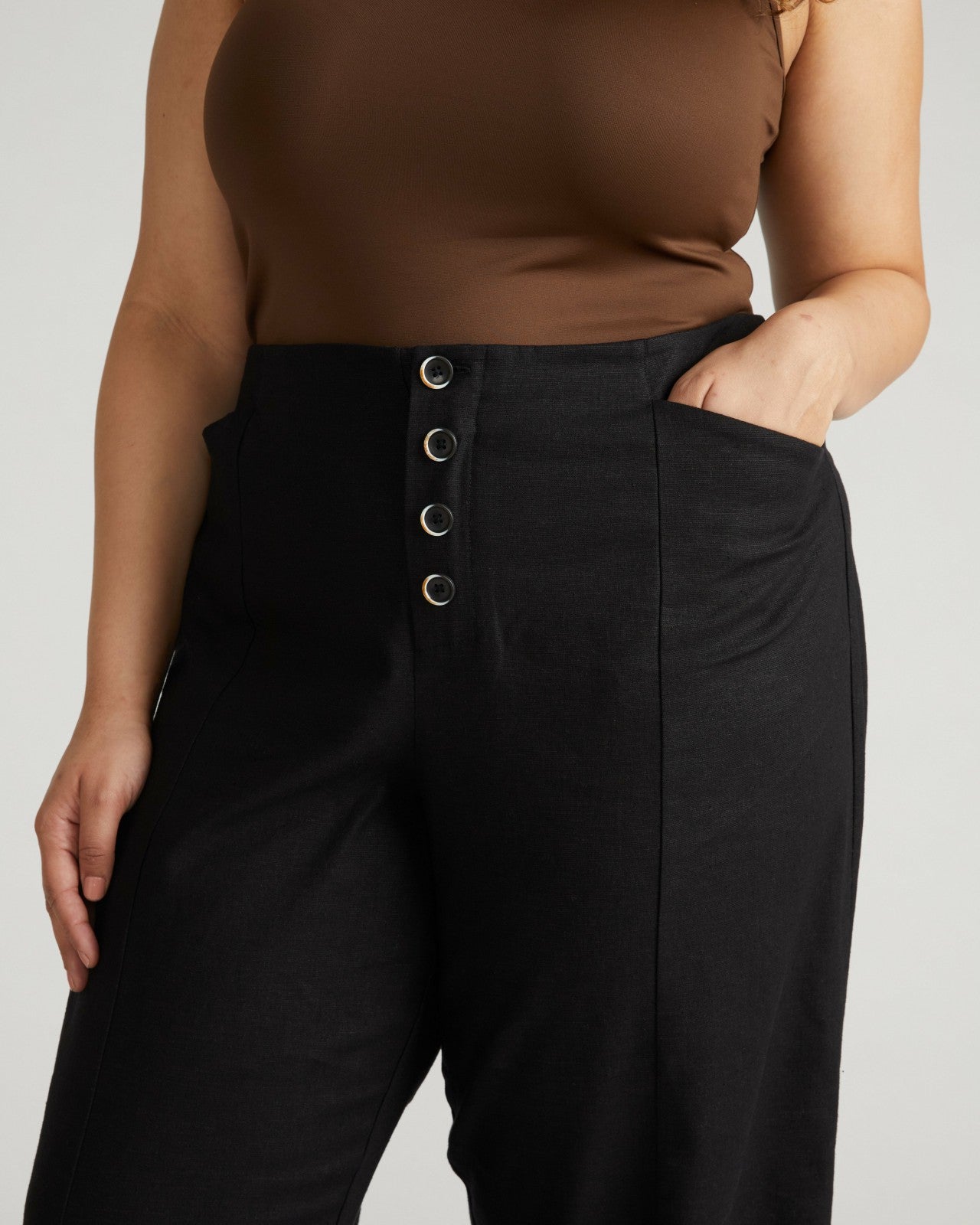 Universal Standard Coastal Linen Blend Pants - Black