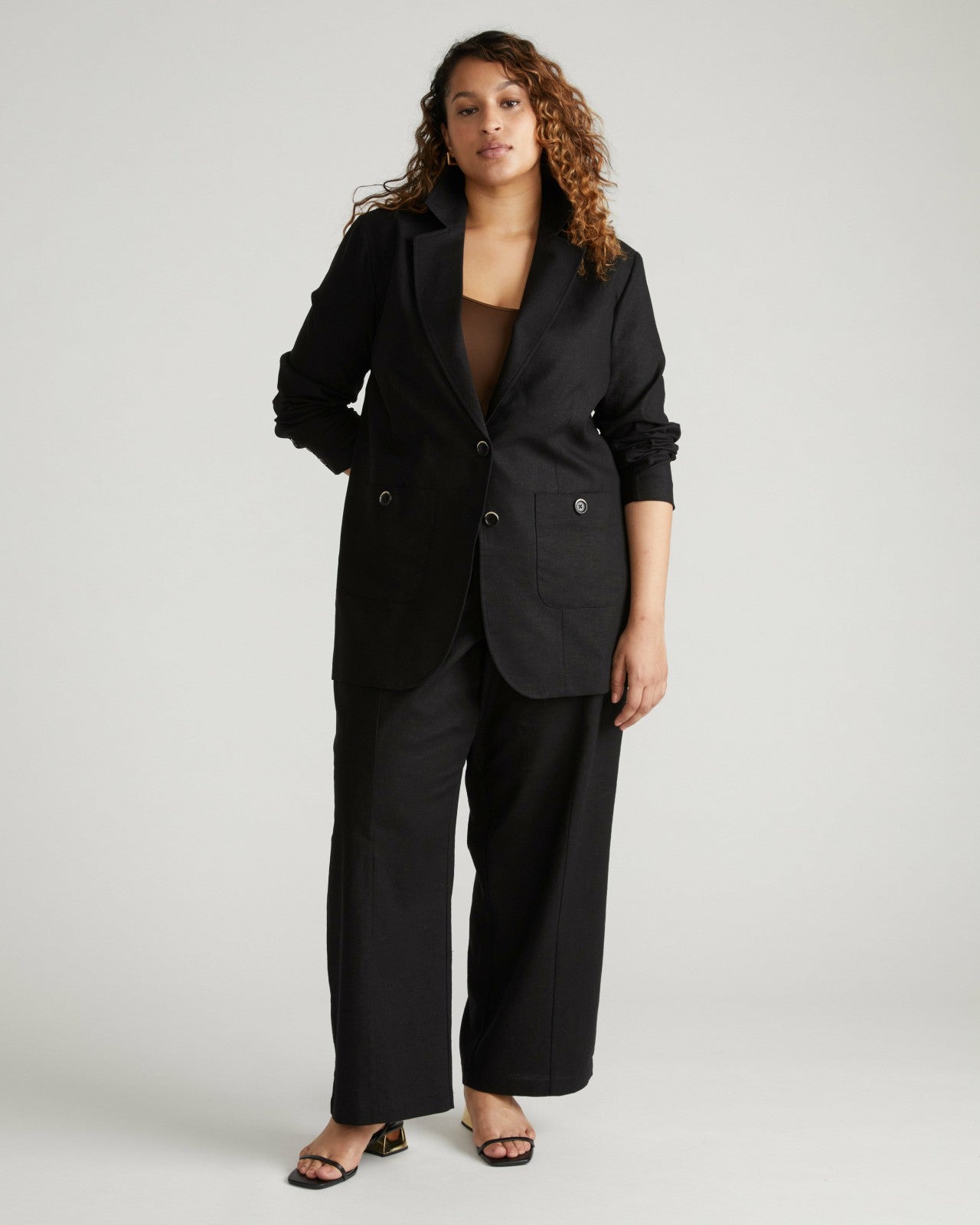 Universal Standard Coastal Linen Blend Pants - Black