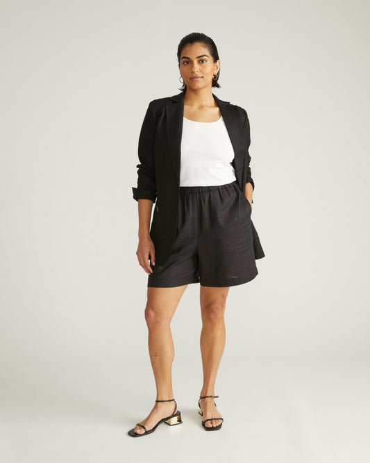Universal Standard Juniper Linen Blend Easy Pull-On Shorts - Black