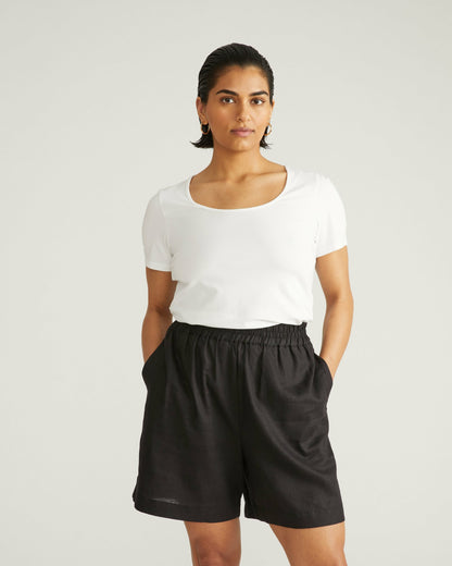 Universal Standard Juniper Linen Blend Easy Pull-On Shorts - Black