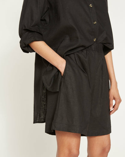 Universal Standard Juniper Linen Blend Easy Pull-On Shorts - Black