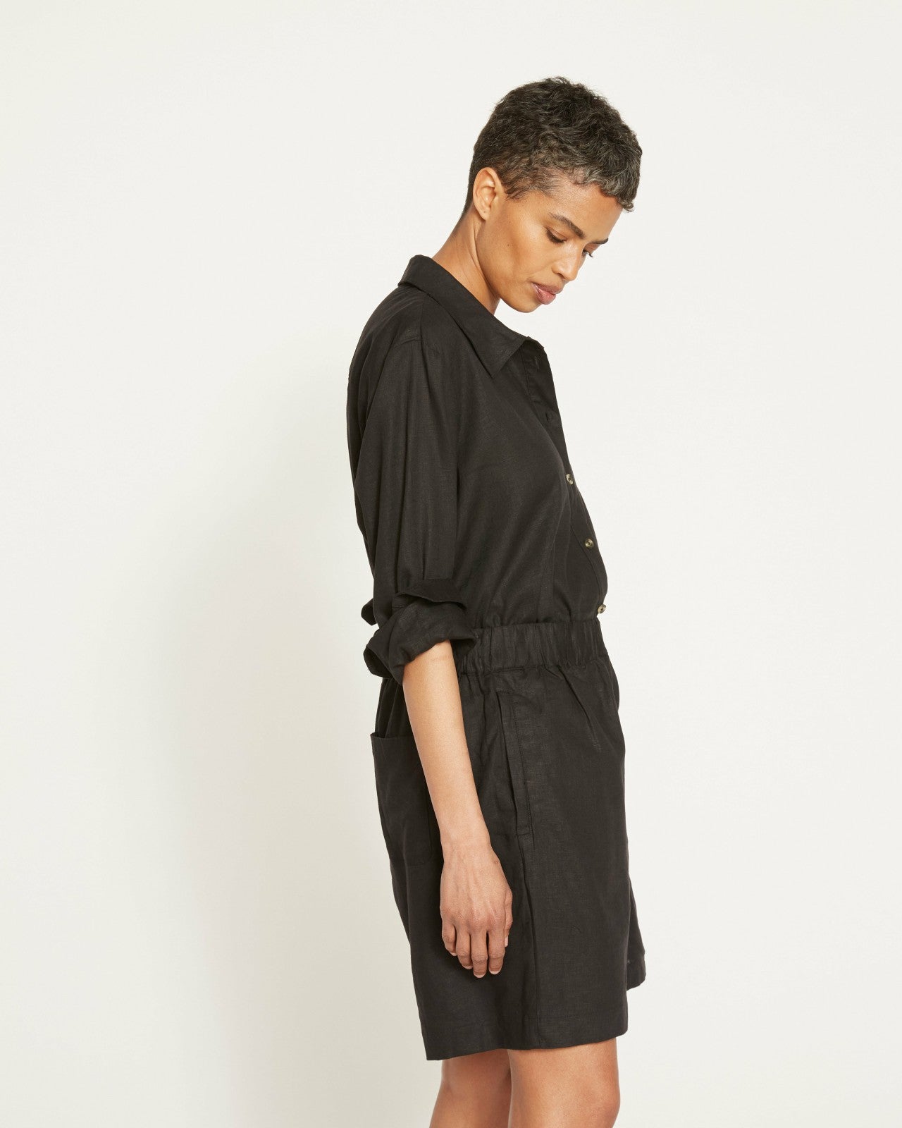 Universal Standard Juniper Linen Blend Easy Pull-On Shorts - Black