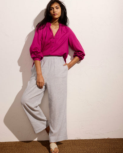 Universal Standard Iris Linen Blend Easy Pull-On Pants - Beach Stripe
