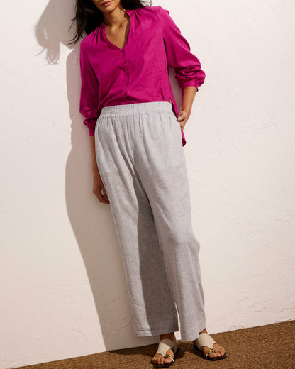Universal Standard Iris Linen Blend Easy Pull-On Pants - Beach Stripe