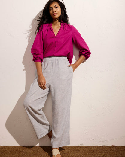 Universal Standard Iris Linen Blend Easy Pull-On Pants - Beach Stripe