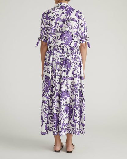 Universal Standard Tosca Linen Blend Maxi Skirt - Purple Majolica Print