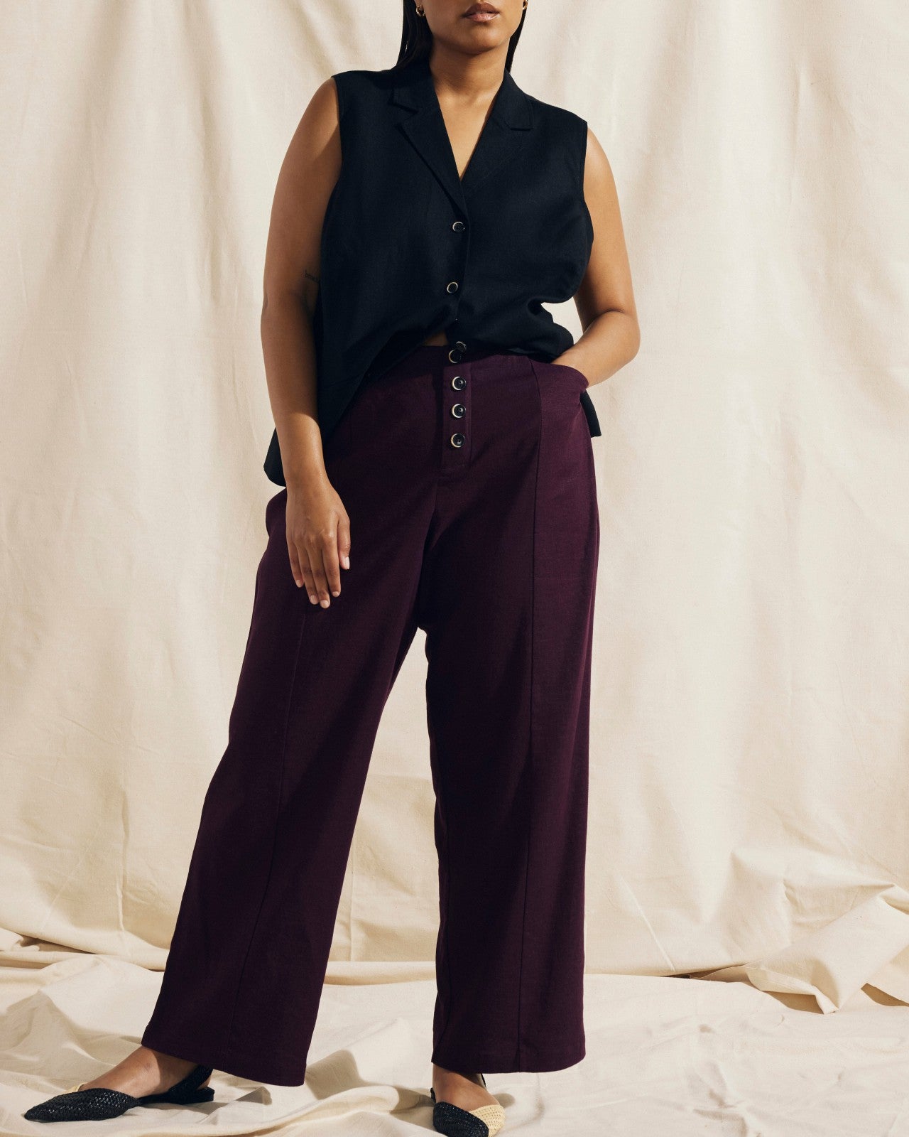 Universal Standard Coastal Linen Blend Pants - Acai